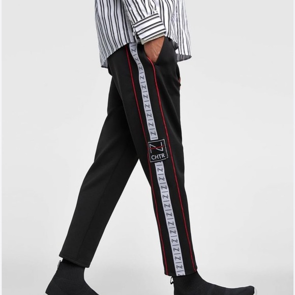 ZARA MAN~Black Tuxedo Striped Pants in size XL - Picture 1 of 15